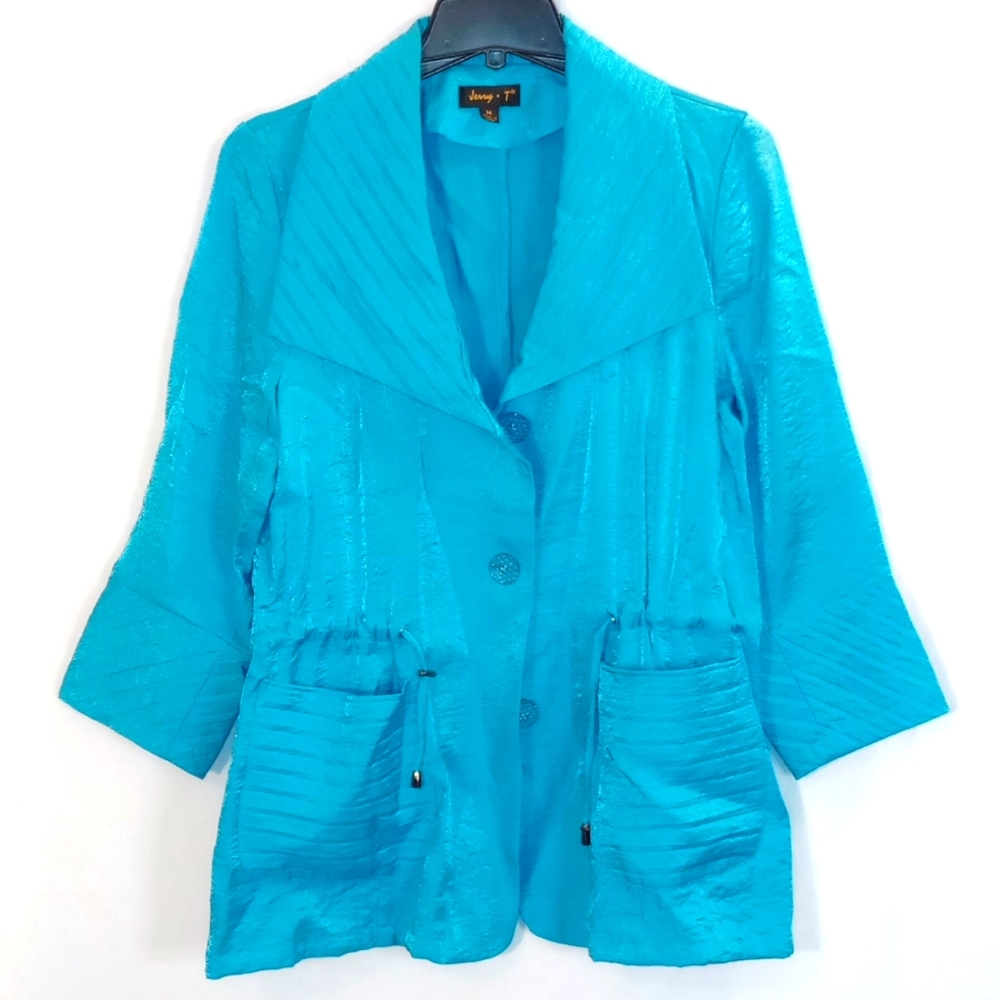 Vintage Jerry.T Jerry T Blue Jacket Coat Polyester Women's Size Medium